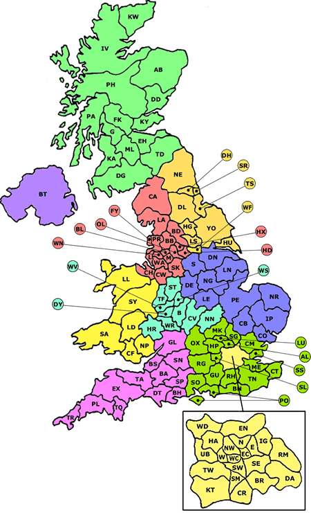 Direct Marketing Lists UK Postcode Map.